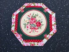 Handmade Quilted Table topper Christmas Victorian roses flowers floral