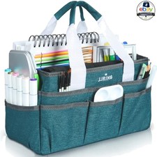 Craft Organizer Tote Bag Small Bluish Green 16 Pockets Polyester Art Caddy