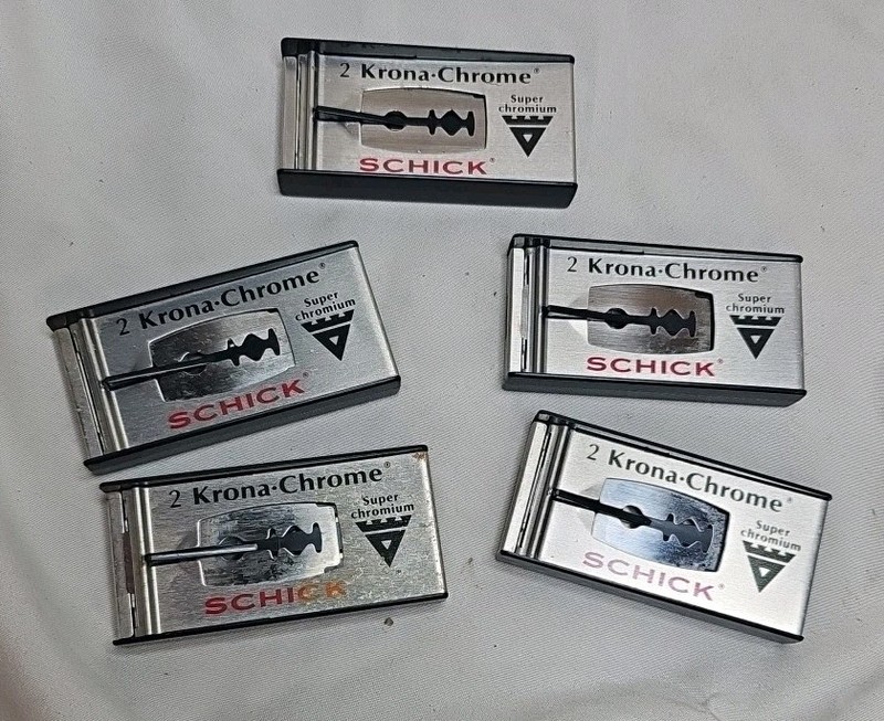 Lot Of 5 - Vintage Schick Stainless Double Edge Razor Blades - Read