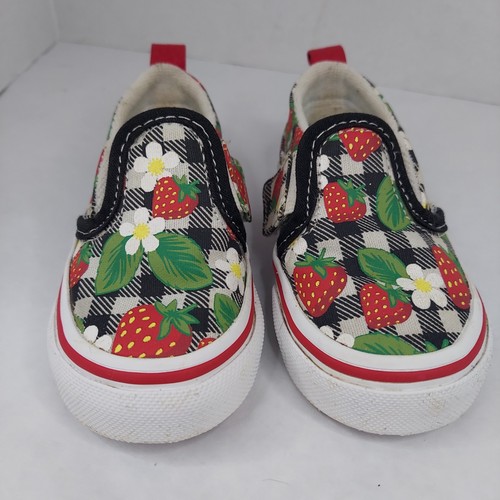 Vans Mädchen Erdbeere Gingham Kleinkind Größe 5 einfache Schuhe von der Wand - Bild 2 von 13