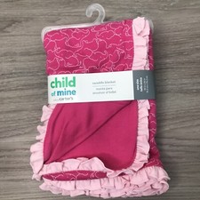 Carters Child Of Mine Pink Elephant Lovey Receiving blanket Pink Ruffle 30x30  