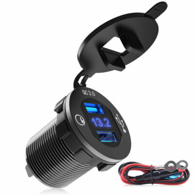 Universal 12V QC3.0 USB Car Charger Quick Dual USB Socket Digital Voltmeter 36W