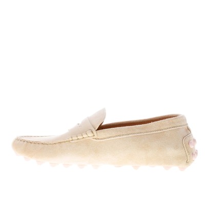 TOD'S damen schuhe Naturbeige suede Gommino Bubble driving loafer penny bar
