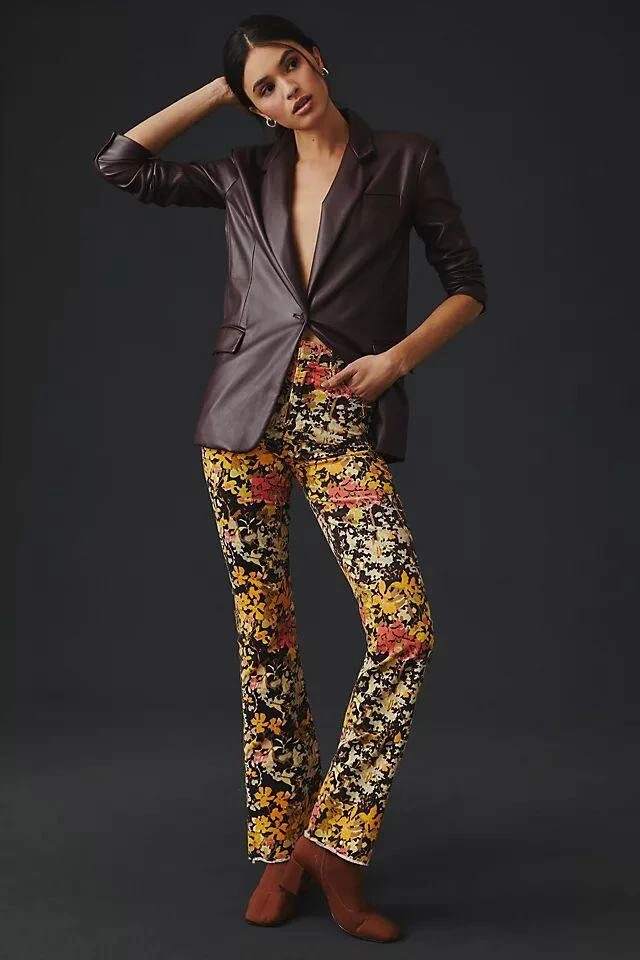 Mother The Hustler High Rise Corduroy Pants Autumn Floral Size 33