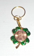 Lucky Penny Coin Token Lincoln Keychain Chain 1994 Birthday Clover Luck Cent BU 