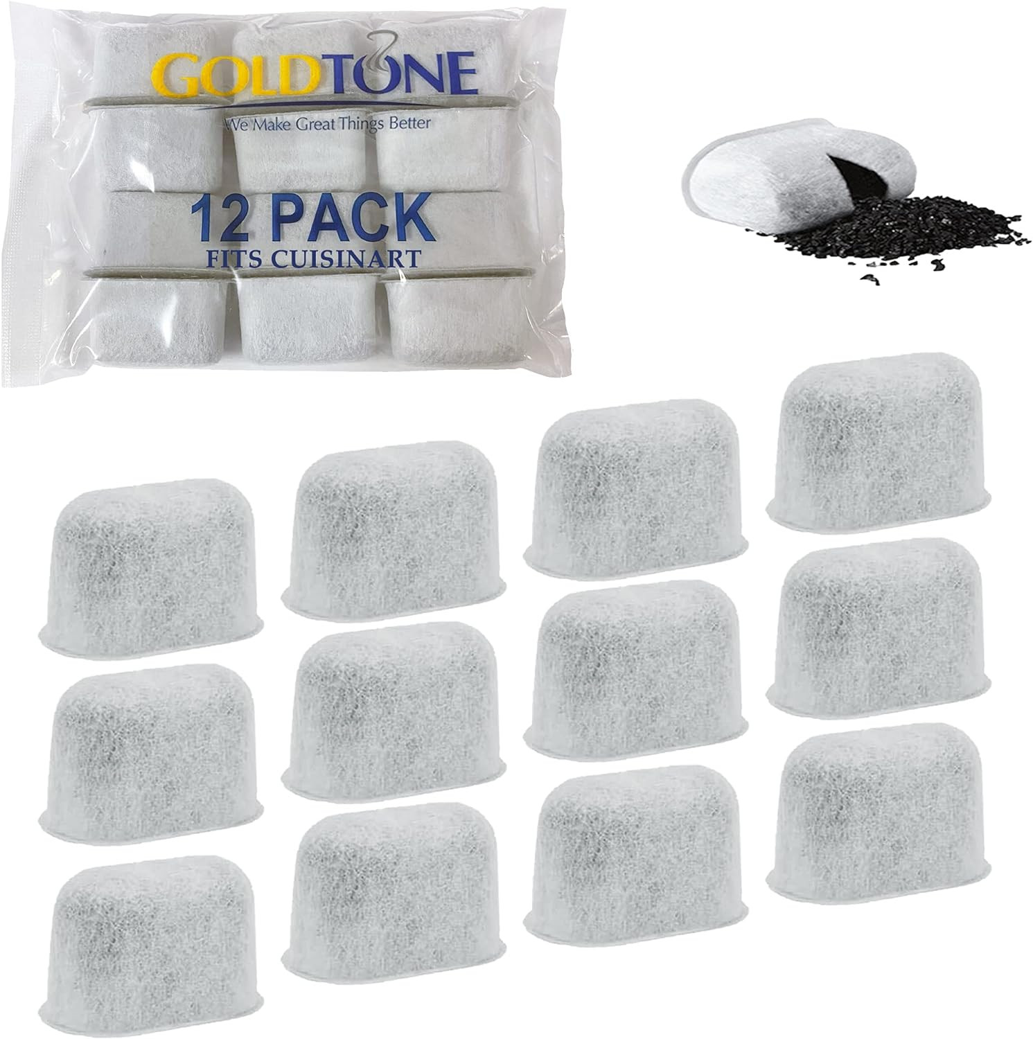 GOLDTONE 12 Pack Water Filters for CUISINART Coffee Maker Charcoal Water Filters