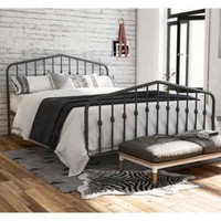 Bushwick Victorian Industrial Style Double Bed in Grey Metal by Dorel