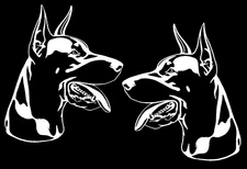 TWO 6" Dobermann Doberman Pinscher White Vinyl Decal Car Window Laptop Notebook