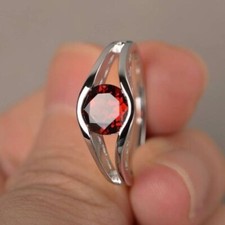 Red Garnet Solid 925 Sterling Silver Statement Handmade Women Ring All Size M583