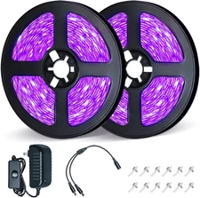 Led Black Light Strip Lights Kit, 50FT/15M Non-Waterproof 12V 19W 900Leds 395Nm-