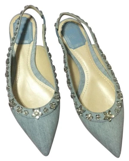 CHAUSSURES OR GALAND 51B CELESTE DENIM CRISTALS BOUT POINTU TAILLE 39,5