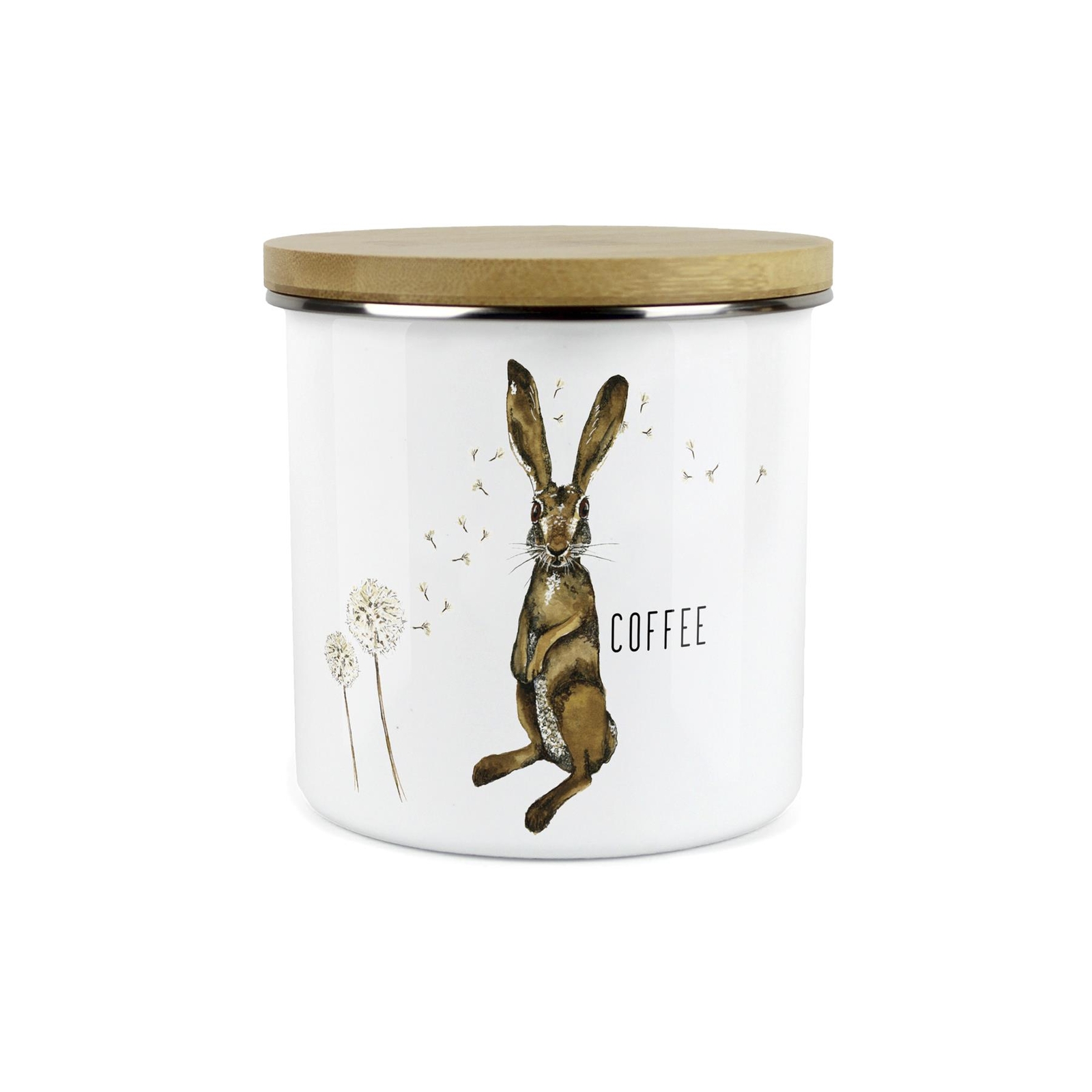 Hares & Dandelions Coffee Storage Canister - Kitchen Drinks Enamel Container