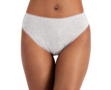 Charter Club Women's Cotton High-Cut Brief Underwear Grey Size XL 5907