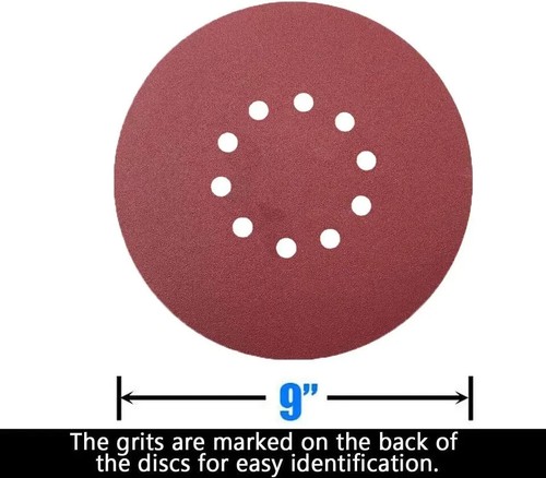 50 Pcs 9-Inch 10-Hole Hook-And-Loop Sanding Discs Sander Paper for Drywall Sand - 第 2/6 張圖片