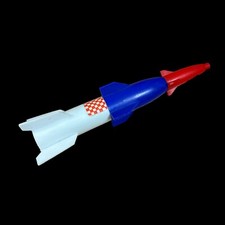Vintage 1960s 3 Stage Rocket Missile Outer Space Toy Red White Blue Retro FLAWS