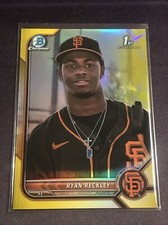 2022 Bowman Chrome RYAN RECKLEY RC YELLOW REFRACTOR #d 66/75 Giants