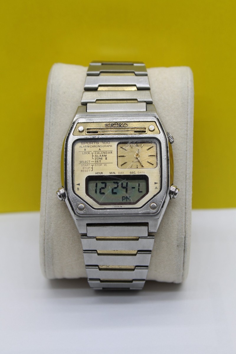 XRARE SEIKO H239-505A SPORTS 100 ANA-DIGI DUAL TIME ALARM CHRONO