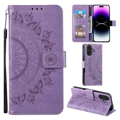 iPhone 16 Plus Case Premium Leather Magnetic Closure Slim Flip Wallet TPU  Cover-image