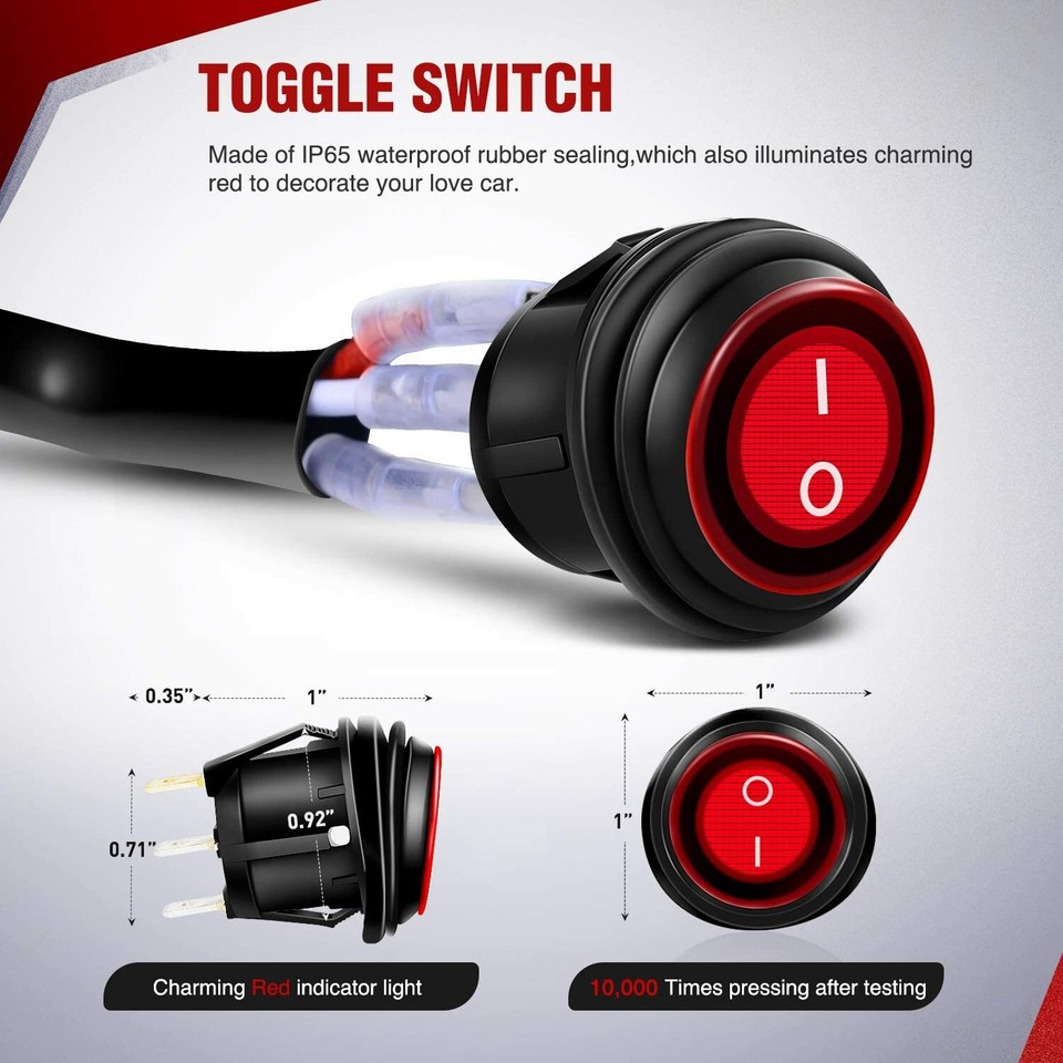 Wiring Harness Kit LED Light Bar 12V 40Amp Relay Fuse ON-Off Switch 2 ...