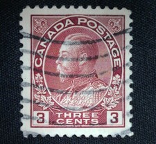 Canada SC #109 3¢ Die I 1923 King George V Admiral Stamp, Used, NH, Free US S/H