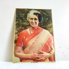 1960s Vintage Indira Gandhi 3D Embossed S.S. Brijbasi & Sons Print Rare PP408