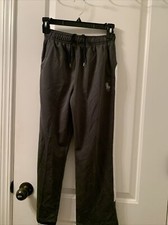 Polo Ralph Lauren Boys Athletic Pants Pockets Drawstring Size M Gray  White
