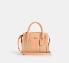☂️🍄Coach Andrea☄️MINI☄️Carryall In Signature Jacquard sin cuero/Plateado/Desteñido