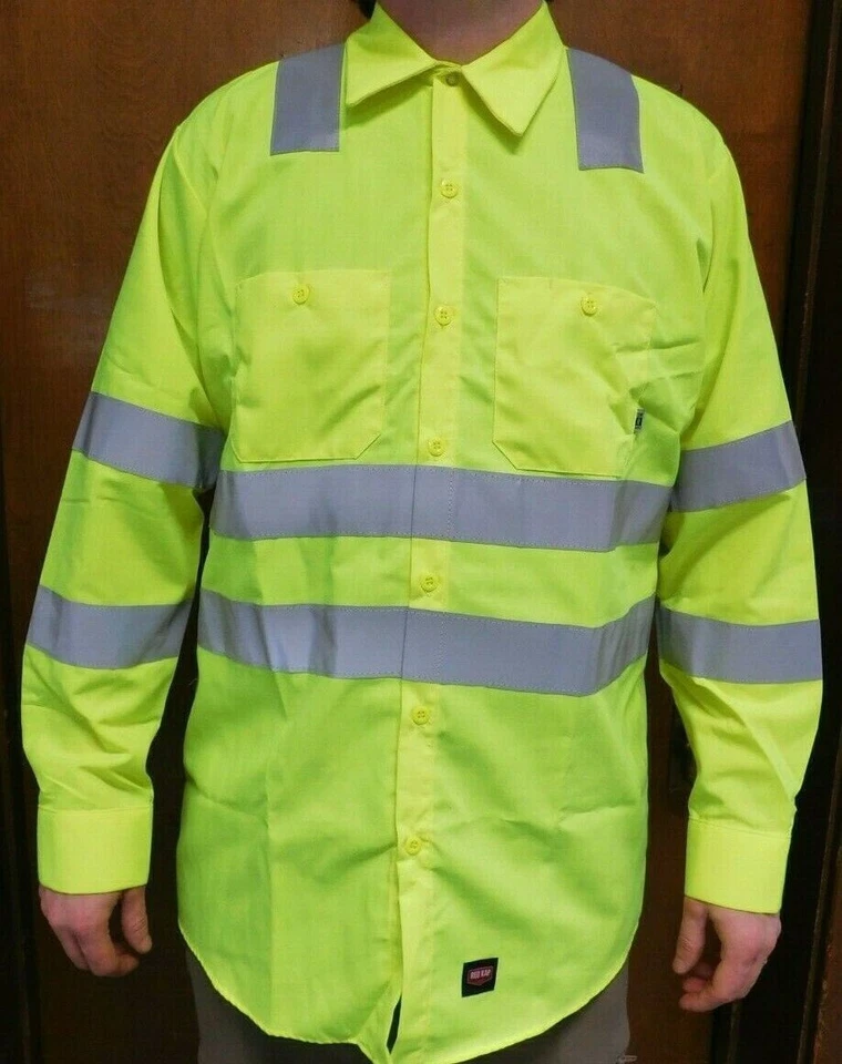 NOVA Camisa de Trabalho Vermelha Kap Alta Visibilidade Tipo R Classe 3 SEGURANÇA Amarela Reflexiva HR - Imagem 4 de 4