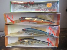 Lot of 3 Vintage Bomber Long A Fishing Muskie Lures & One Husky Cisco Kid
