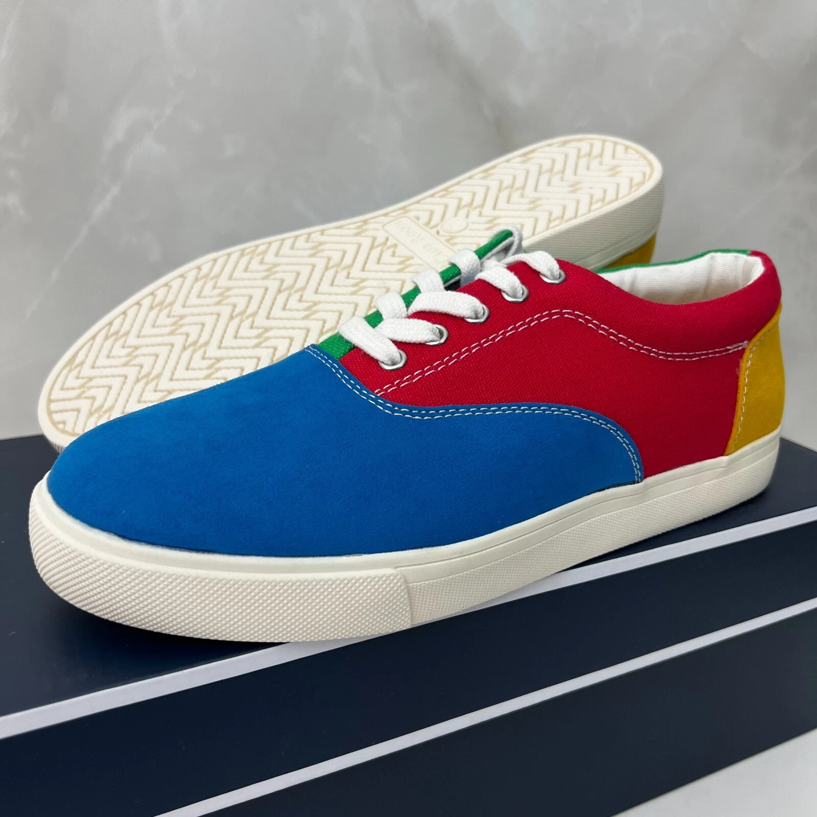 CLUB ROOM Men's Red Blue Lance Lace-Up Low-Top Casual Sneaker Shoes Size 7.5M