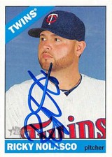 Ricky Nolasco autographed baseball card Minnesota Twins 2015 Topps Heritage #378