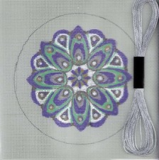 Vintage Glass Ornament Christmas Needlepoint Canvas Hand Painted 18 mesh signed