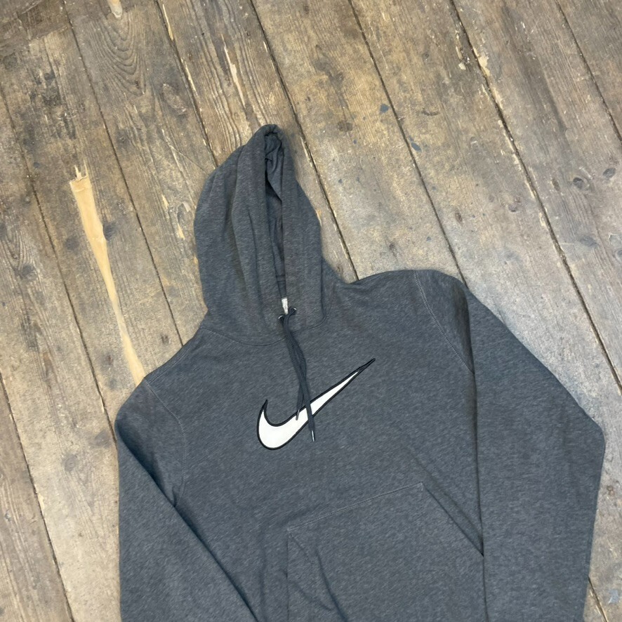 Nike Hoodie Vintage Y2K Centre Swoosh Pull Over Sweatshirt, Grey, Mens Medium image 3
