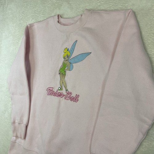 Disney Store Tinkerbell Girl Pink Embroidered Sweatshirt Pullover Size L 10/12 - Picture 2 of 7