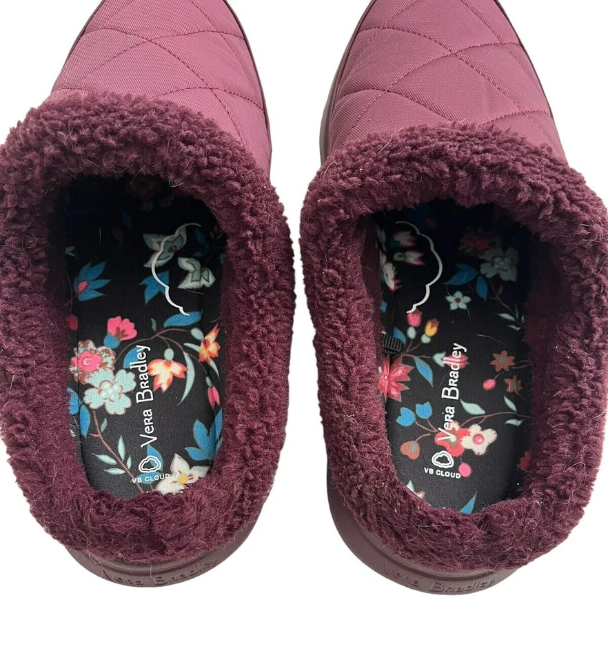 Zapatillas zueco acolchadas Vera Bradley forro de piel sintética púrpura para mujer talla 8 Foto 4 de 4
