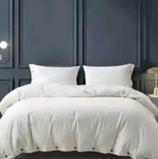 White Cotton Cal.King Luxury Bedding Duvet Cover With Closer Buttons 96x108"Inch