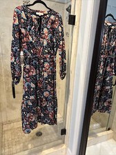 Loft Woodland Maxi Dress Size M Fall Floral Peasant  Zodiac Orange Red