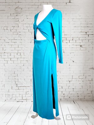 L*Space Women's Hayden Deep Sea Green Ribbed Knit Jersey Midi Dress Bodycon  L/12 | eBay