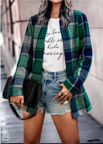 Damen Strickjacke locker kariert bedruckt Langarm - - Bild 1 von 24