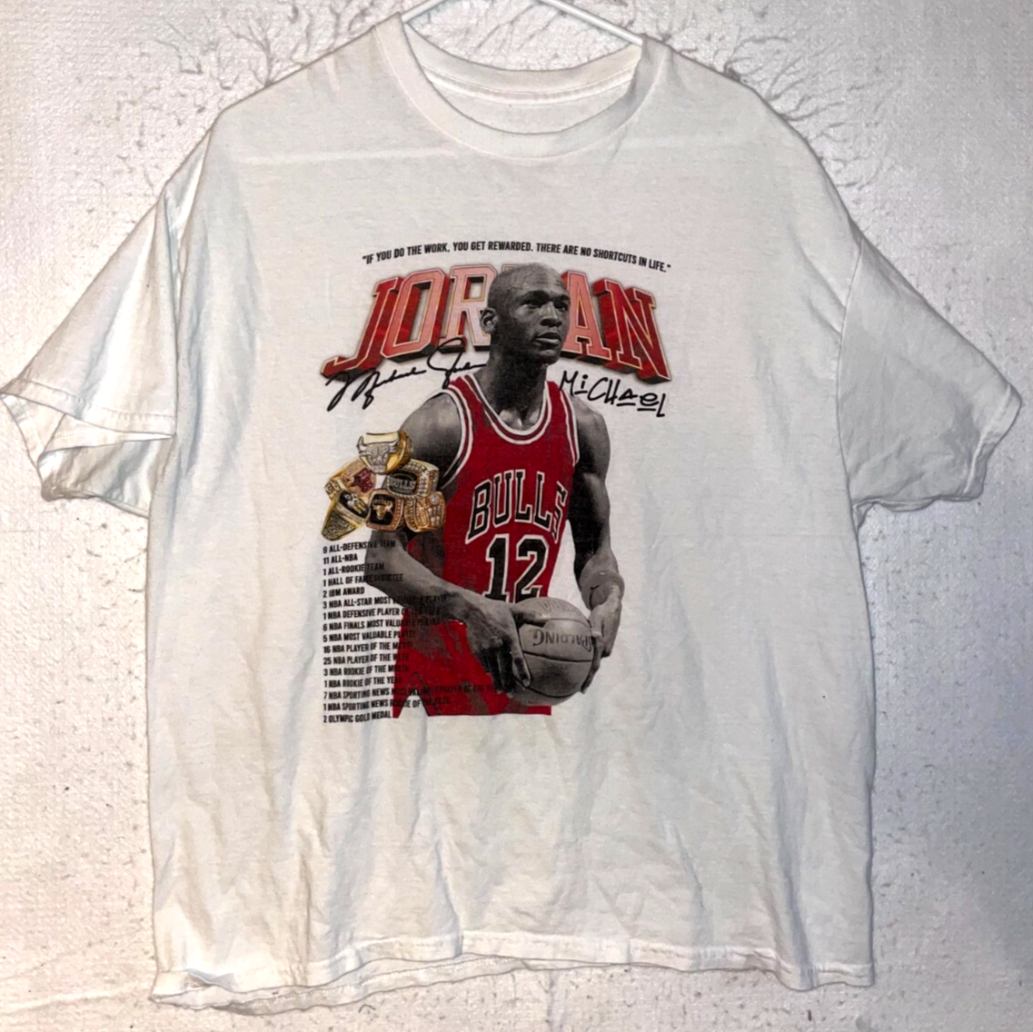 Michael Jordan Graphic Tees Short Sleeve Size XL White VTG Chicago Bulls-image
