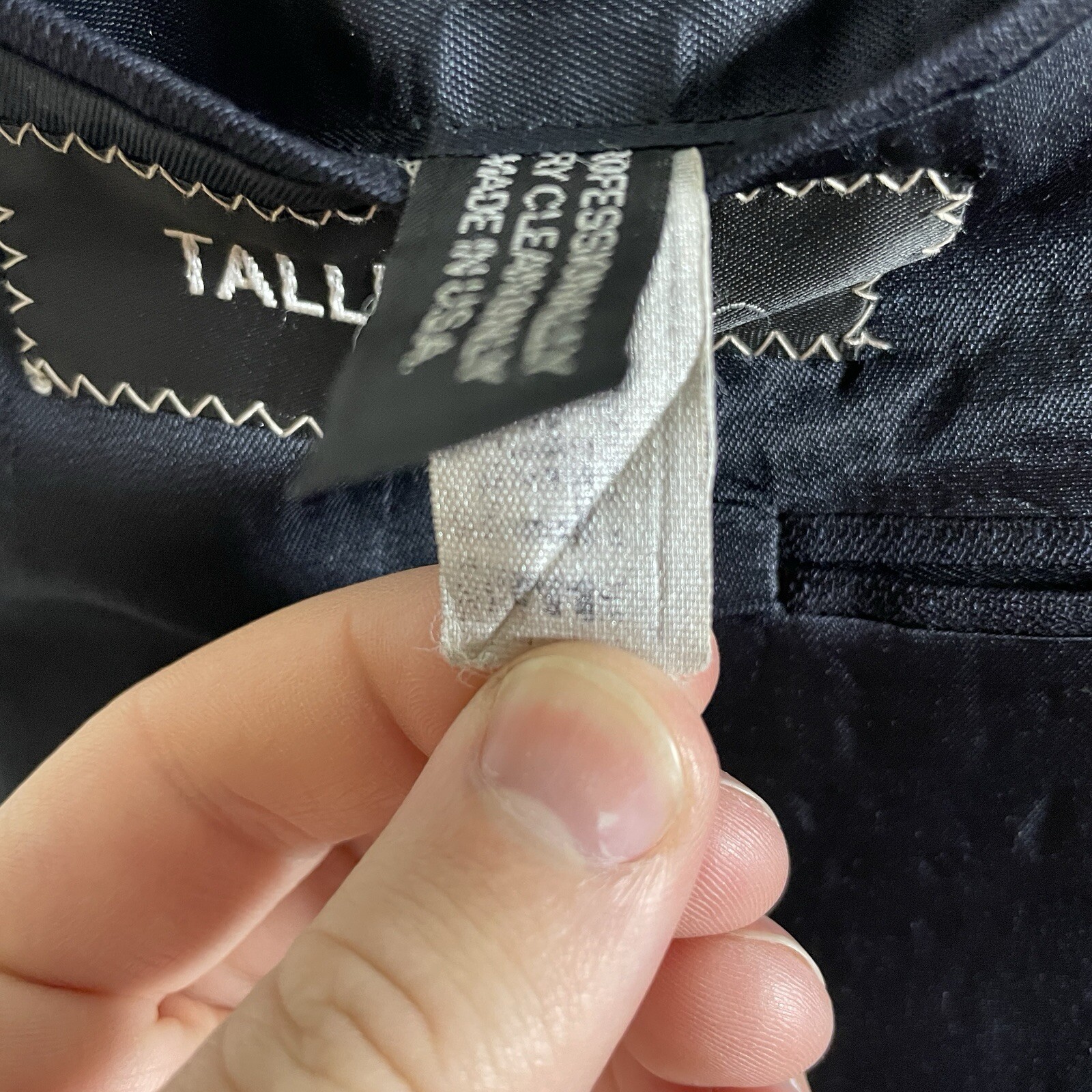 Tallia Uomo Sport Coat Mens 42L USA Made Navy Blue Check Super 100s Luxury Wool