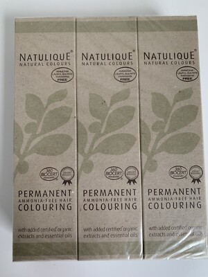 Natulique Permanent Hair Color Lot 3 Boxes 7-8 Man Light Natural ammonia Free