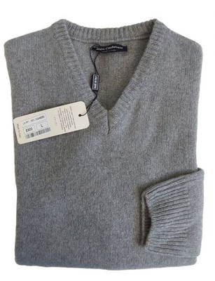 Herren V Kragen  100% Cashmere Grobstrick Pullover Made in Italy 7 Farben