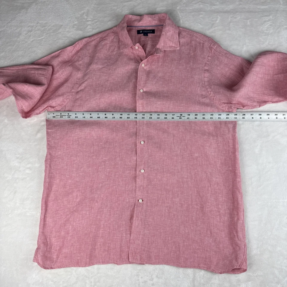 Cremieux Linen Shirt Mens L Pink Button Down Long Sleeve Summer Casual - Image 3 of 4