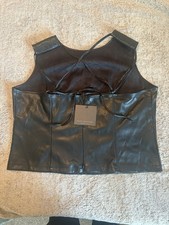 Marc New York Black Faux Leather Corset Top XL Zipper back w/Straps