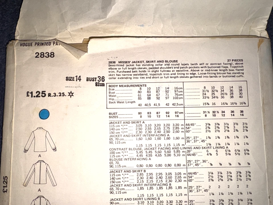 Vogue Paris Original pattern No. 2838. Christian Dior.   Size14/ bust 36 - 1973 - Image 4 of 4