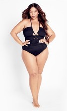 NWT City Chic 1 Piece - Black One Piece Swim Suit Size 20 L - 109 Retail 