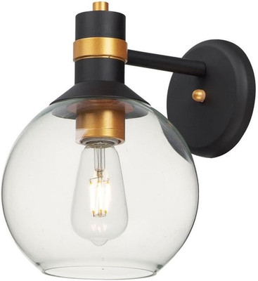 Bronze/Gold LED Wall Sconce with Clear Glass Shade for Hallway or Bedroom