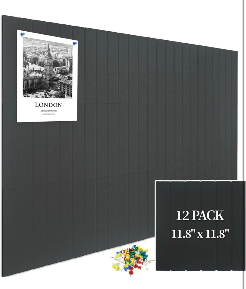 12 Pack Large Cork Board for Walls Slat Wall Paneling 48" X 36" Felt Bulletin... - Image 2 of 4