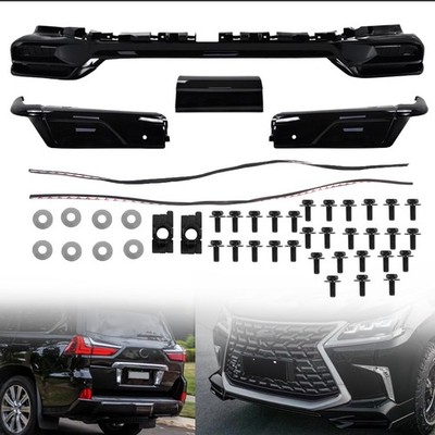 Fit 2016-2021 Lexus LX570 Front & Rear Lip Spoilers Set NEW F- Sport Style Black